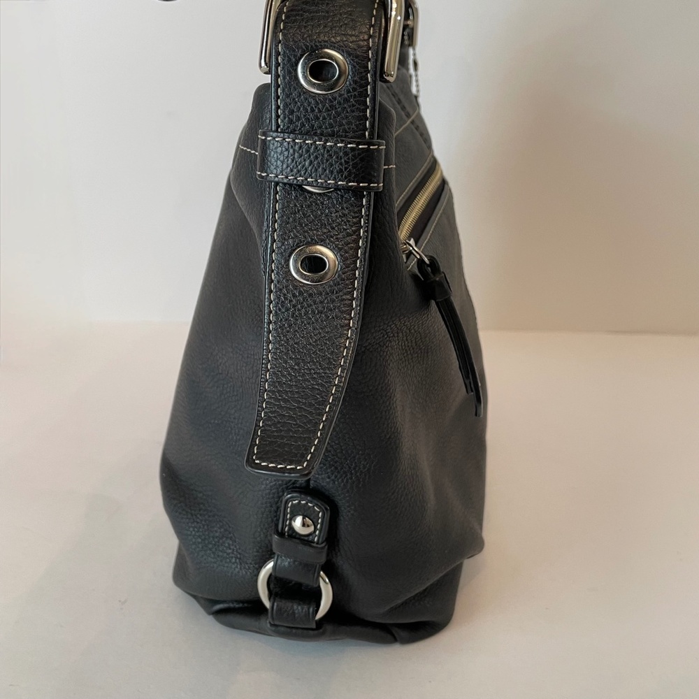 Coach Pebbled Leather Black Convertible Crossbody Shoulder Bag Hobo Duffle - Picture 10 of 16
